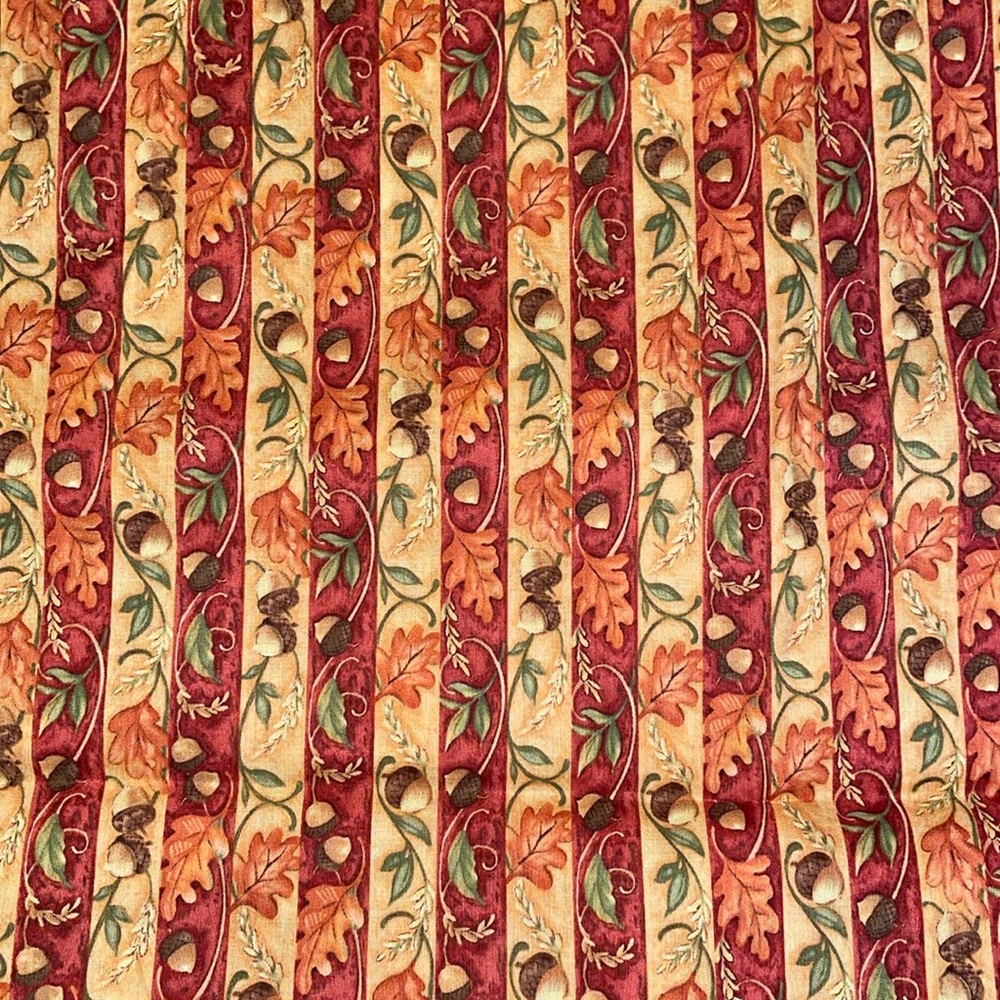 Susan Winget Acorn leaf Stripe fabric cotton